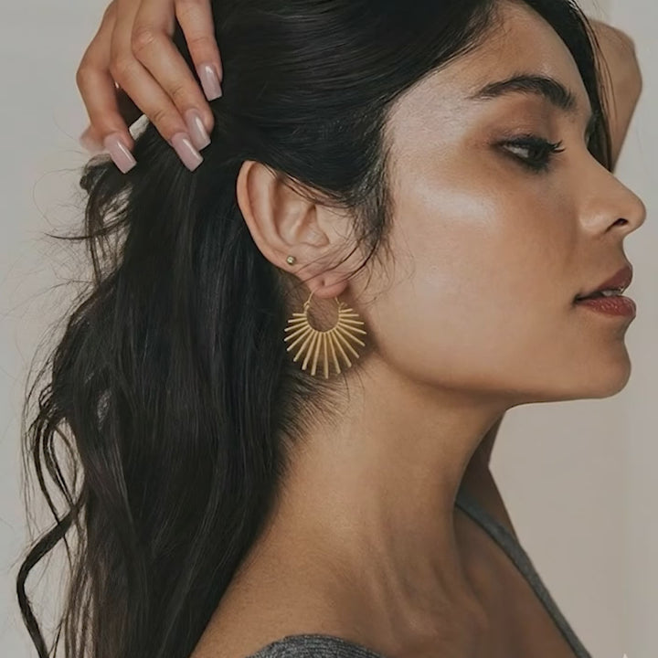 Sunray Hoop 18k Gold Plated Earrings