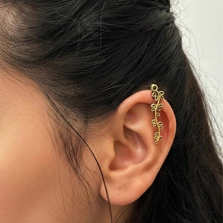 Minimal Leaf 24k Gold Plated Earcuffs