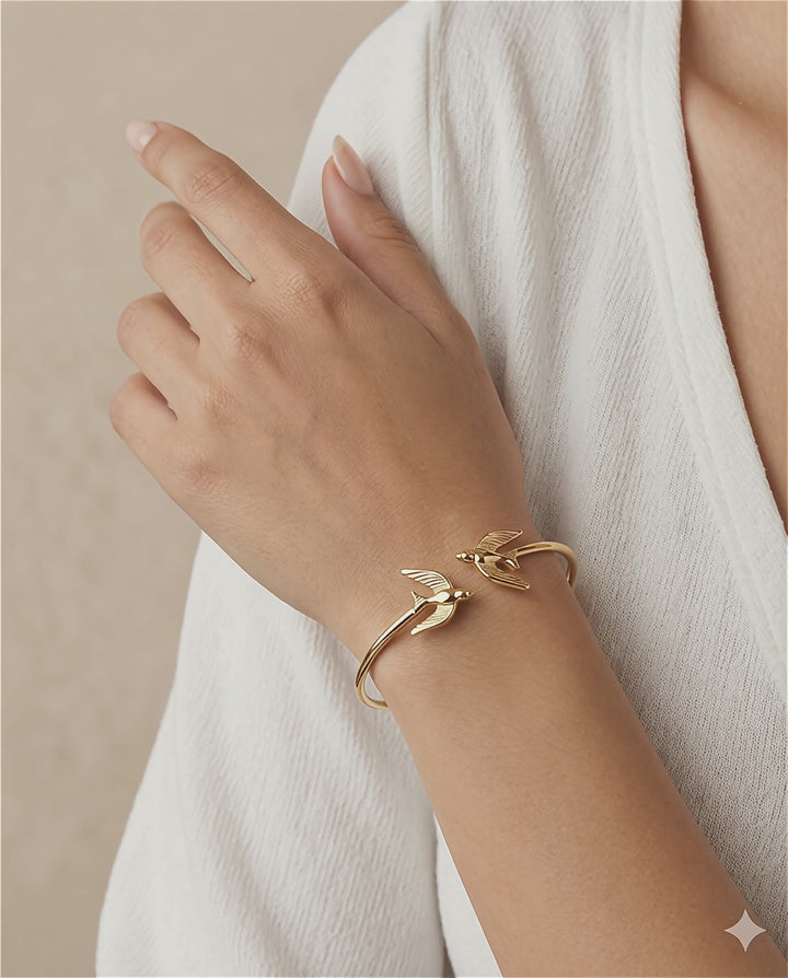 Flying Bird Open 18k Gold Plated Bracelet