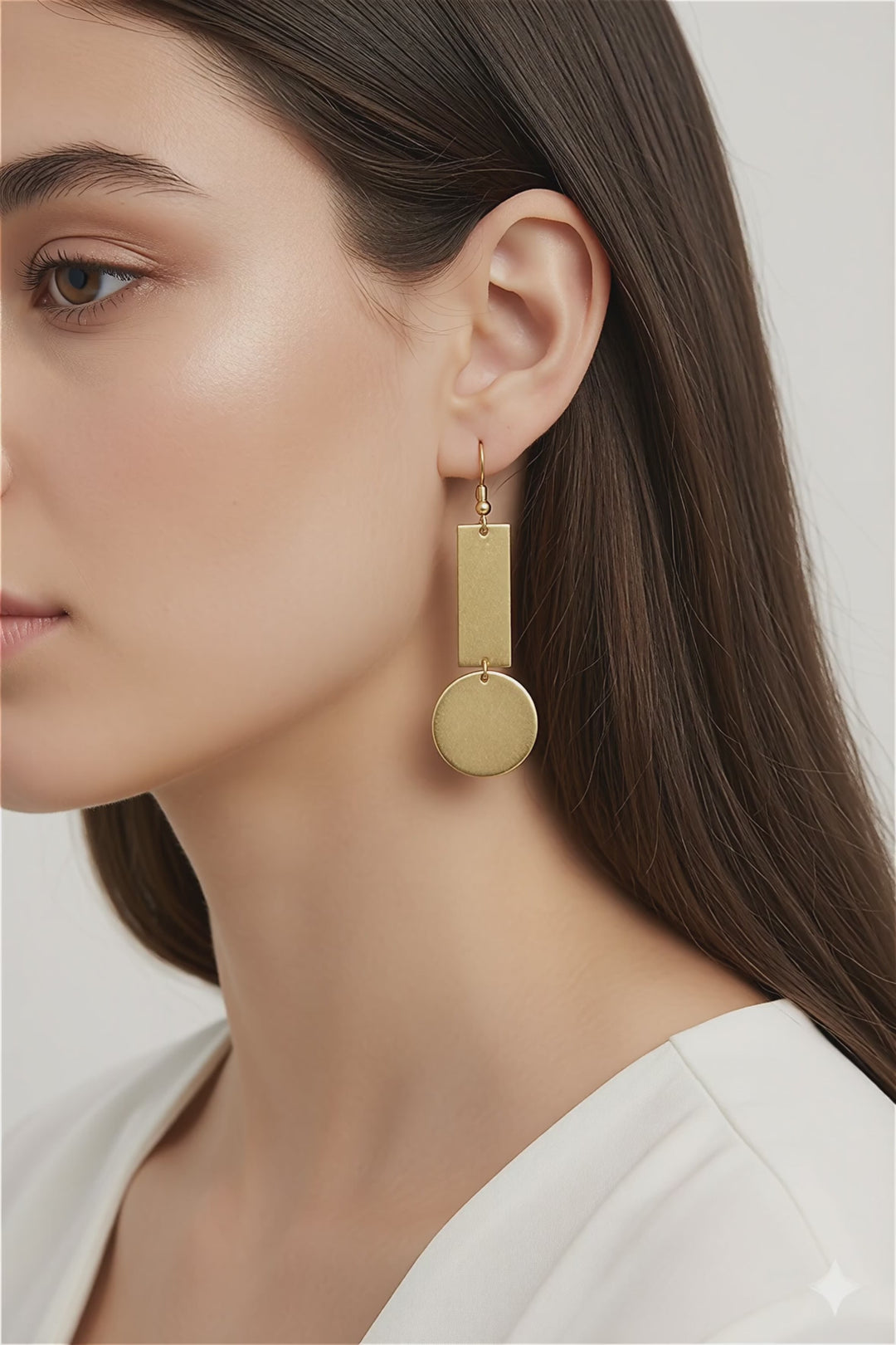 Geometric Drop 18k Gold Plated Earrings