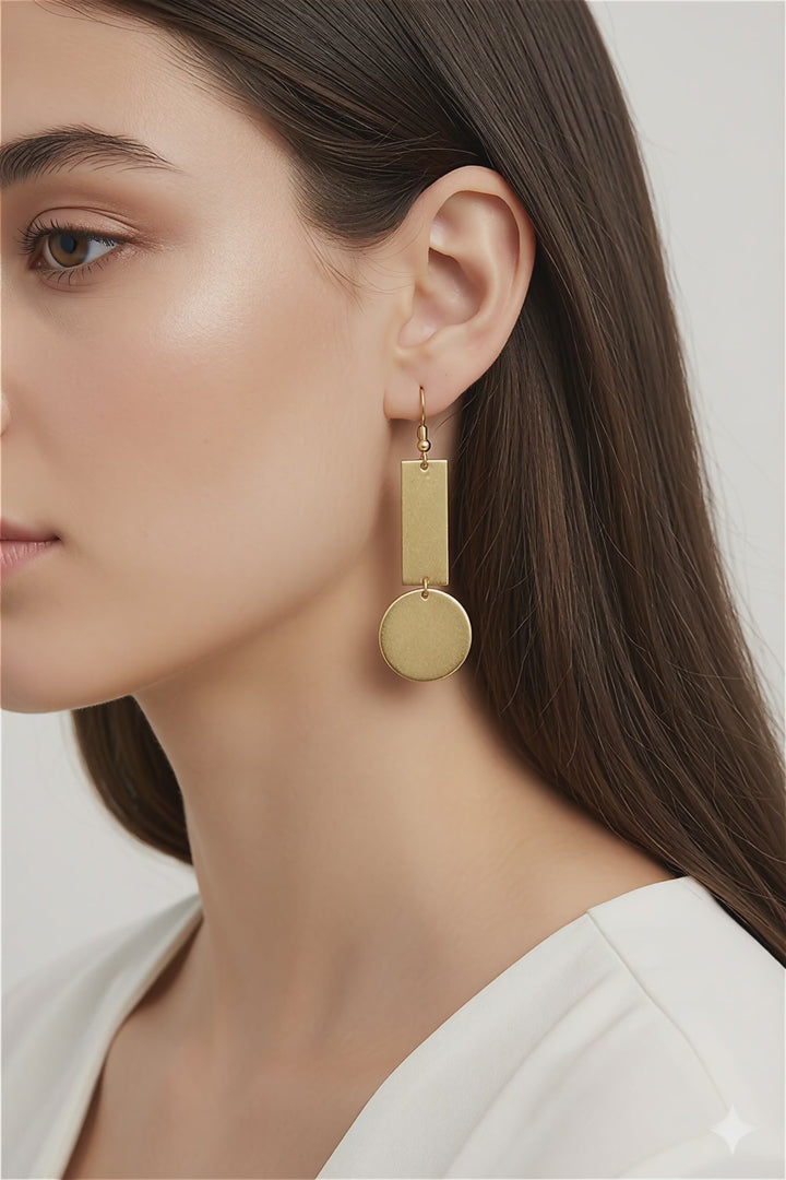 Geometric Drop 18k Gold Plated Earrings