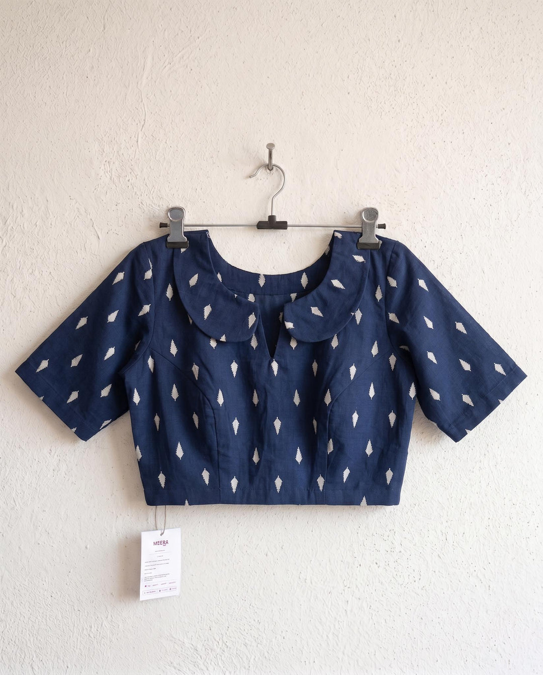 Timeless Blue Cotton Blouse with Peter Pan Collar