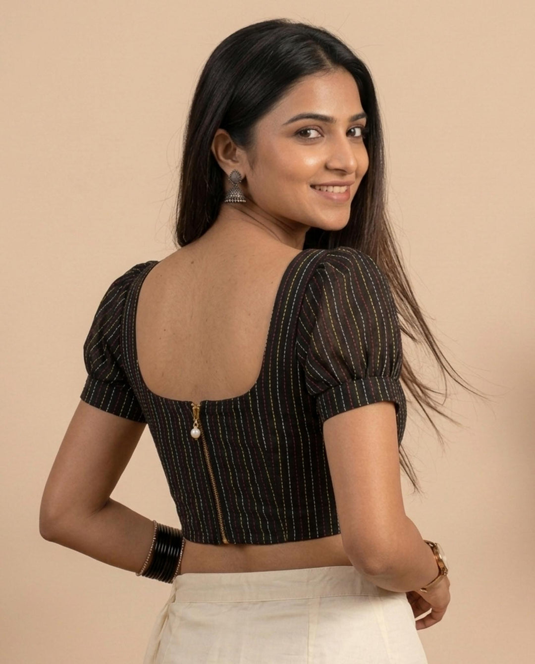 Noor Kantha Corset Blouse in White