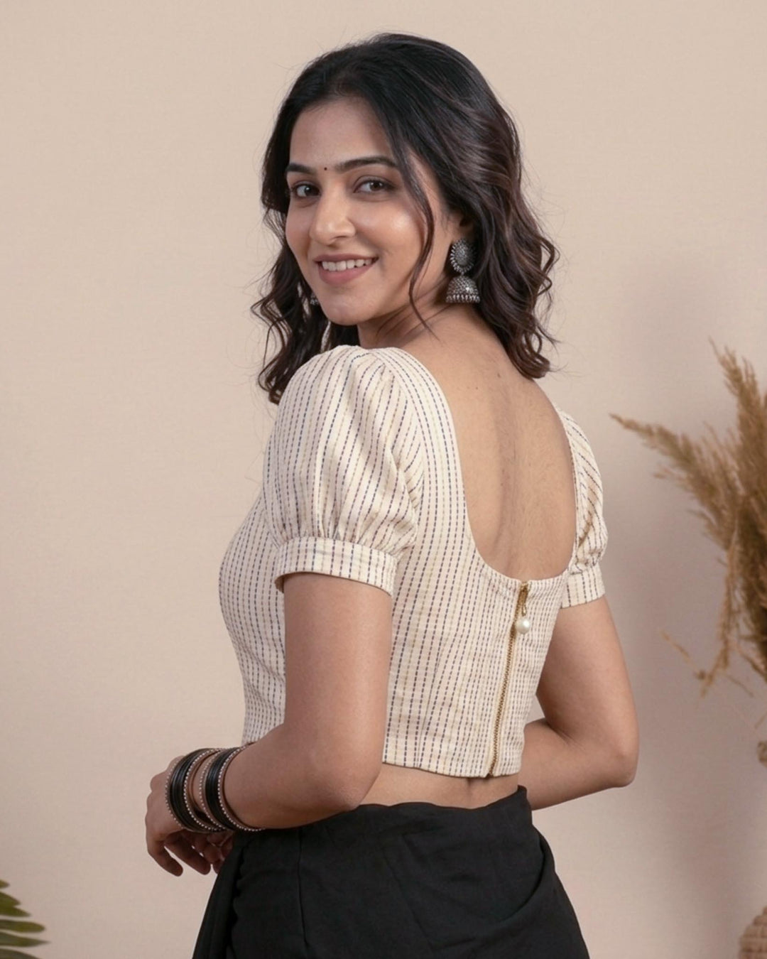 Noor Kantha Corset Blouse in White