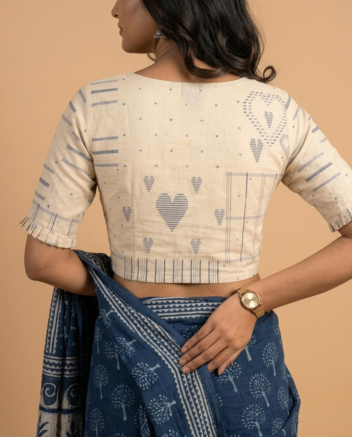 9AM button down blouse with elbow sleeve - White