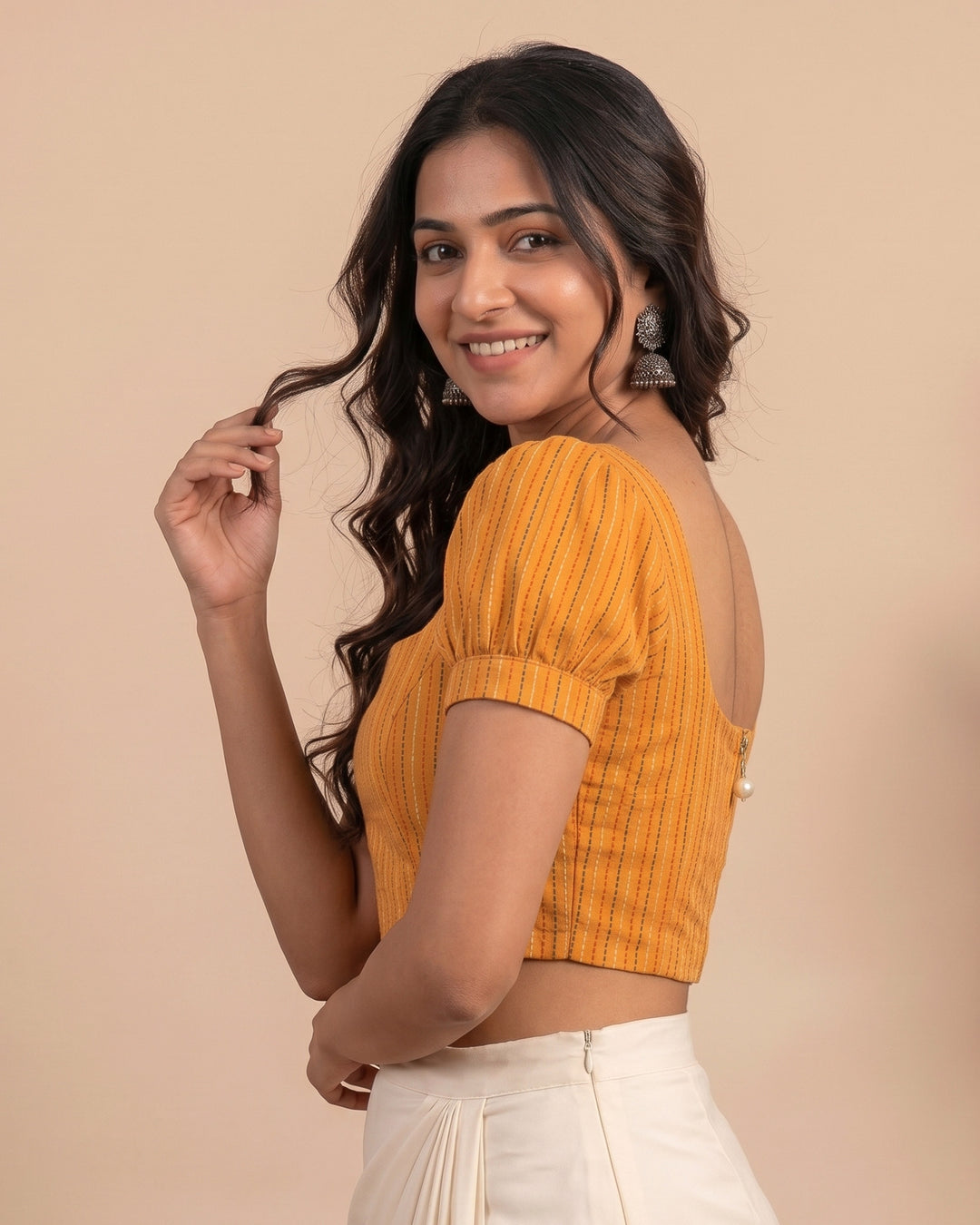Noor Kantha Corset Blouse in White