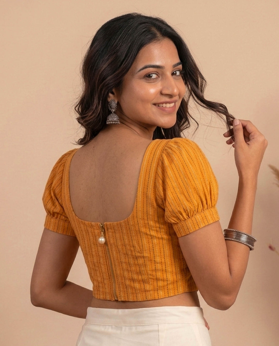 Noor Kantha Corset Blouse in White