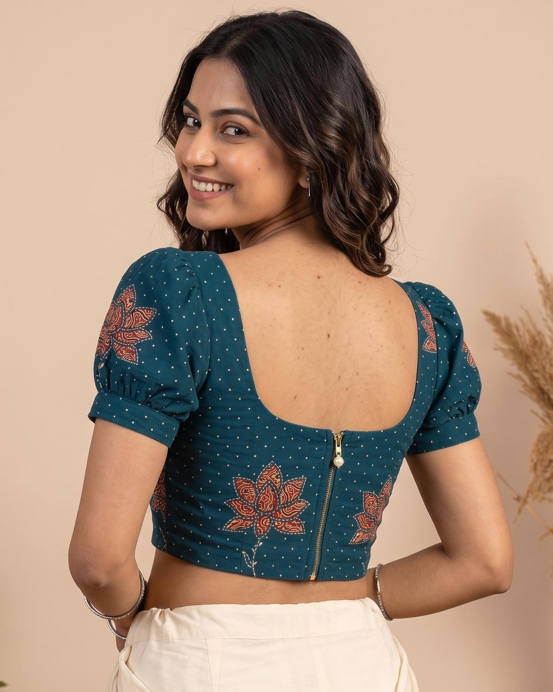 Noor Cotton Corset Blouse in Blue