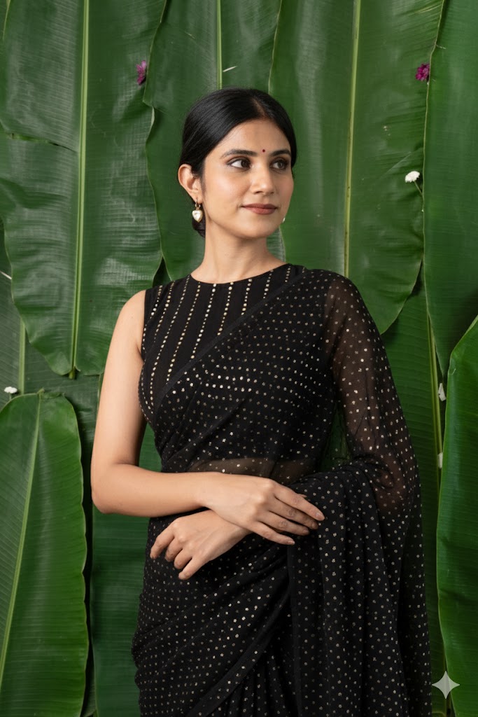 Black Sitara - Georgette saree with Sequins