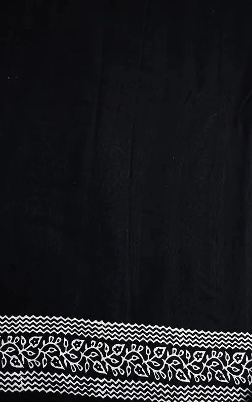 Lotus Black - Hand Block Print Mulmul Cotton Bagru Saree