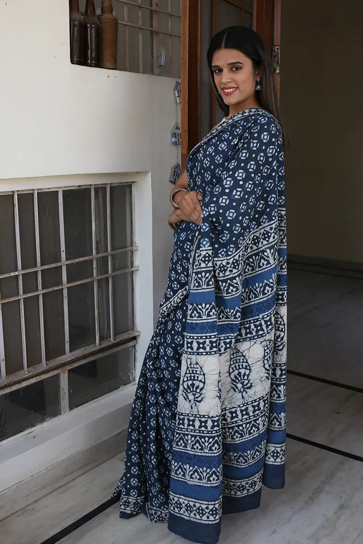 The Twilight Grey cotton saree 