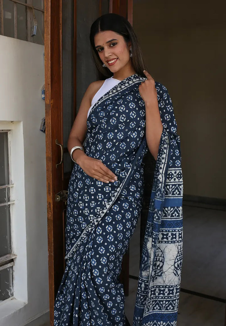 The Twilight Grey cotton saree 