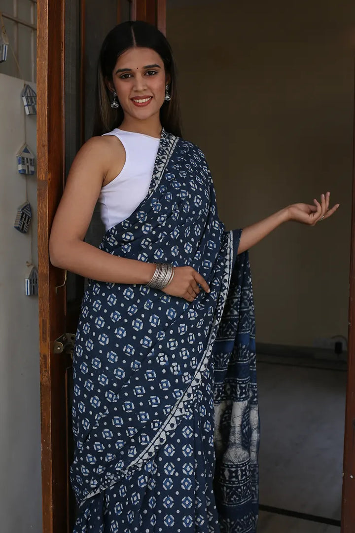 The Twilight Grey cotton saree 