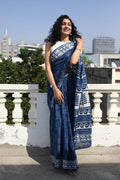 The Indigo Bouquet cotton saree is a great option for daily wear as it looks classy and gives you an effortless style statement.