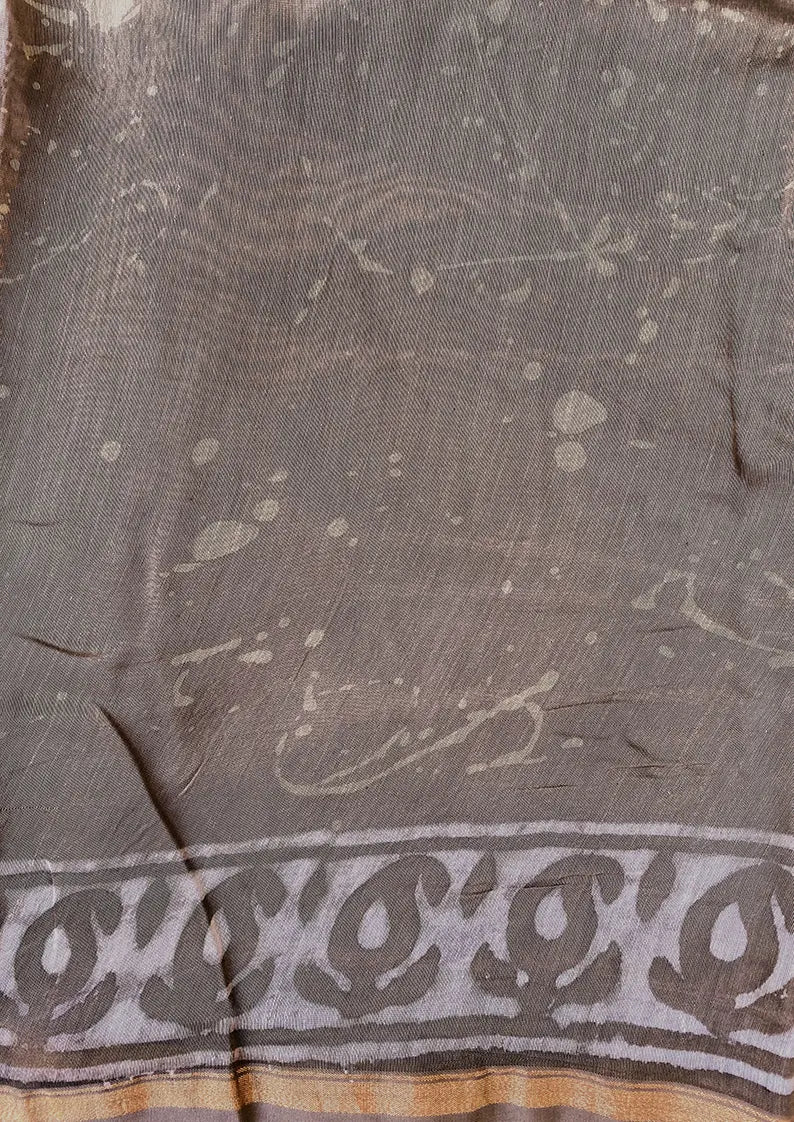 Shailja - Henna Hand Block Print Chanderi Silk Saree