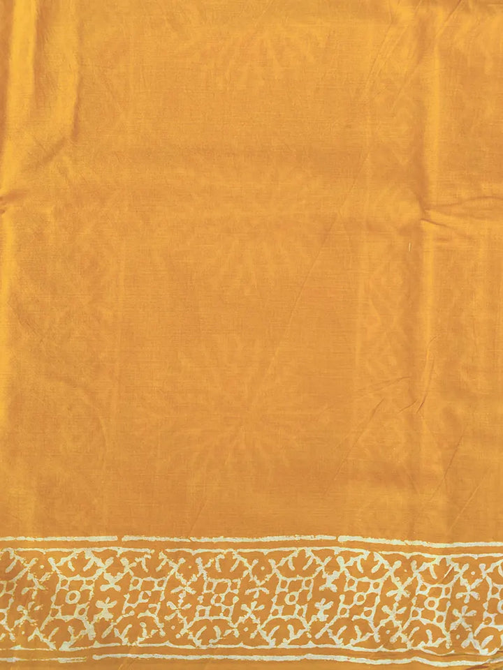 Yellow Glow - Hand Block Print Mulmul Cotton Bagru Saree